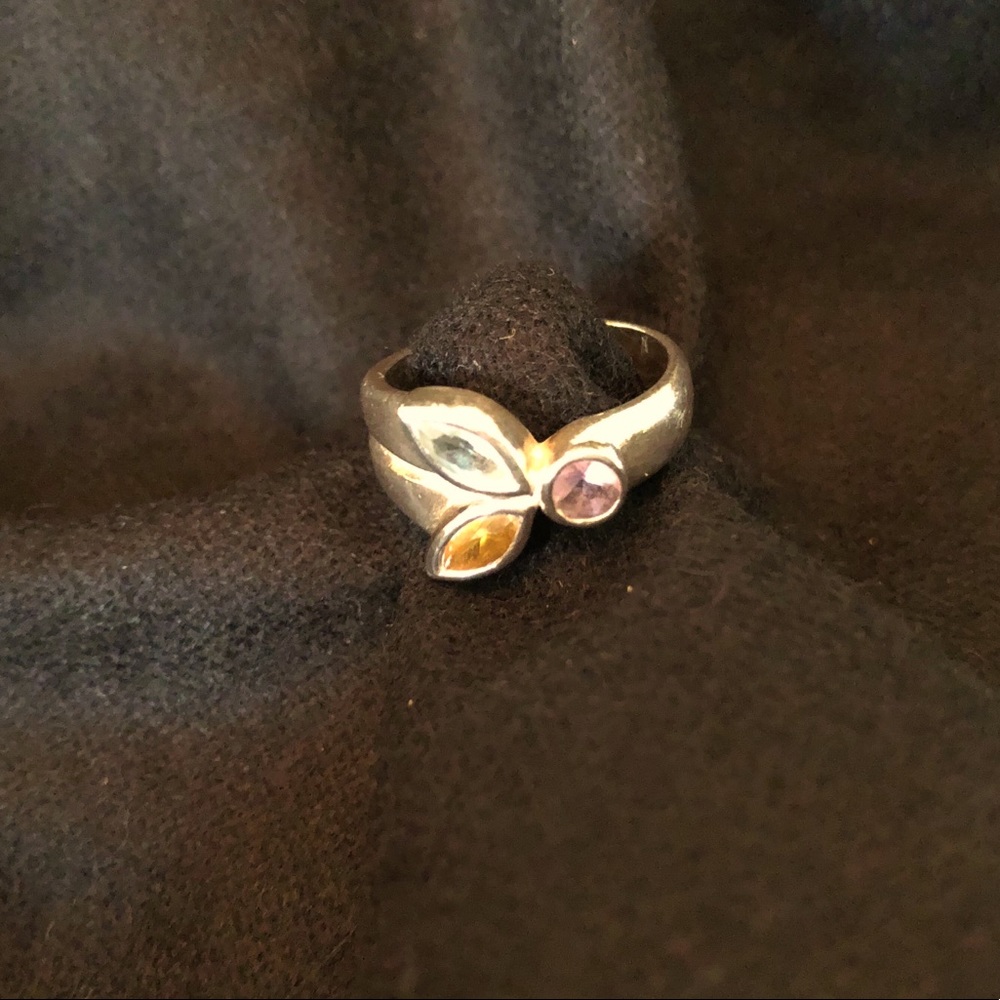 Silver ring with three stones